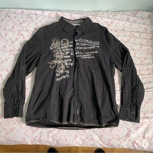 Y2k black button up long sleeve